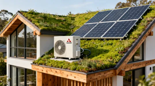 Mitsubishi Electric sustainable heat pump installation on net-zero home
